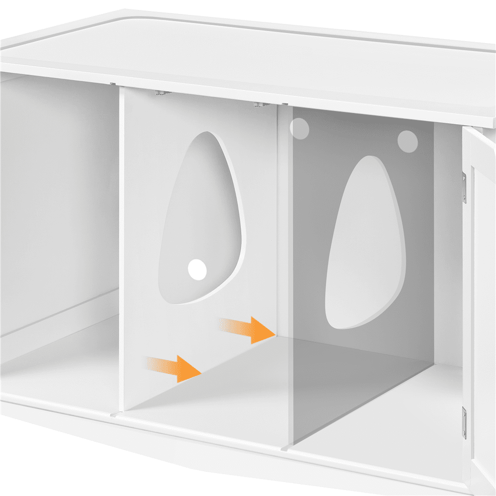 Yaheetech Wooden Cat Litter Box with Divider and Partition， White