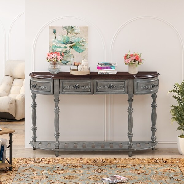 Modern Console Table with 4 Drawers and 1 Shelf