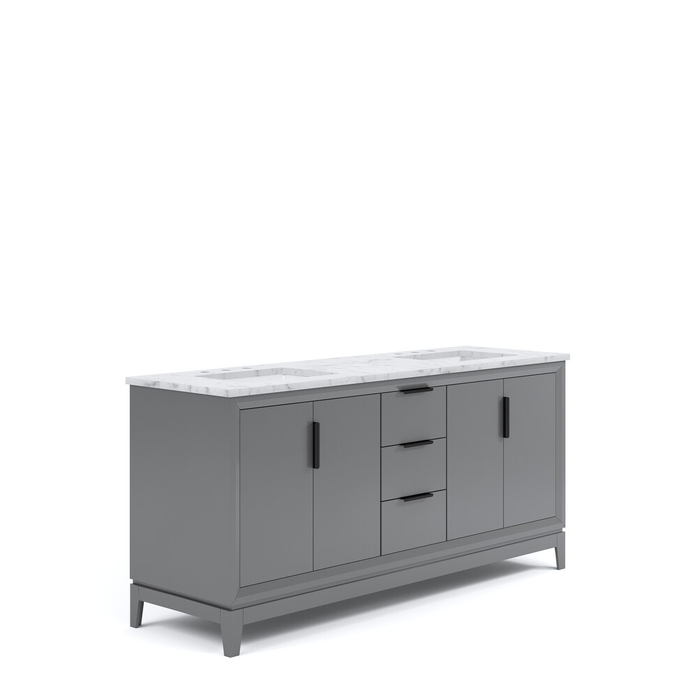 Elizabeth 72 Inch Double Sink Carrara White Marble Vanity