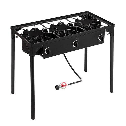 Zimtown 10.24" 225000BTU 3-Burner Outdoor Stove with 0-20 Psi Regulator, Black