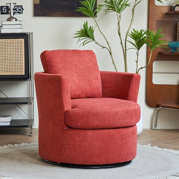 Swivel Barrel Chair，Comfy Round Accent Sofa Chair for Living Room，360 Degree Swivel Barrel Club Chair