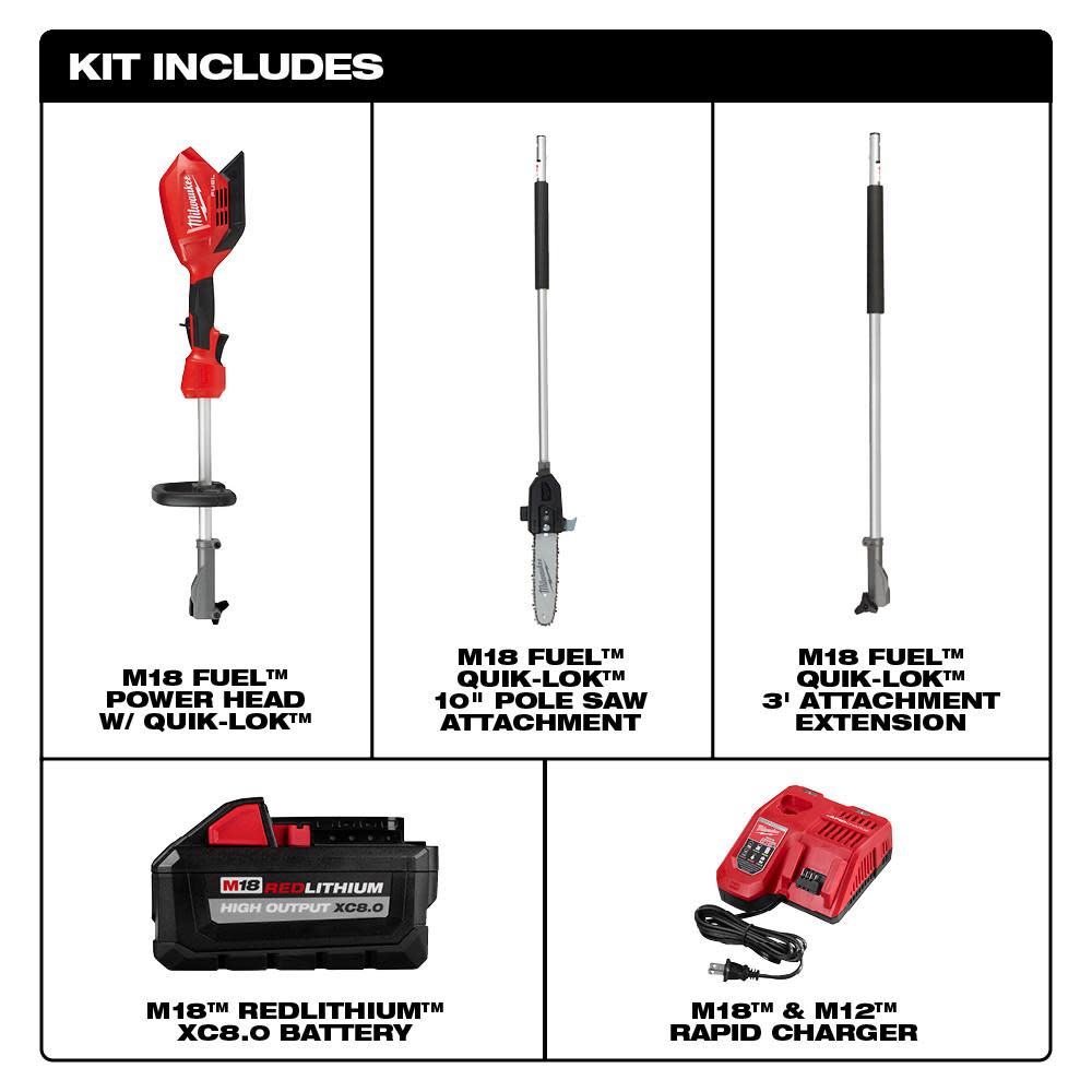 Milwaukee M18 FUEL 10 Pole Saw Kit with QUIK LOK Reconditioned