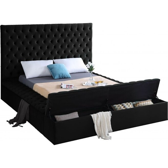 Lea Tufted Velvet Platform Bedframe with Storage