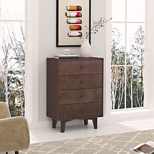 Dresser for Bedroom with 4/5 Drawers， Modern Tall Chest of Drawer Wooden Storage Cabinet Organizer for Bedroom， Living Room - - 37853234