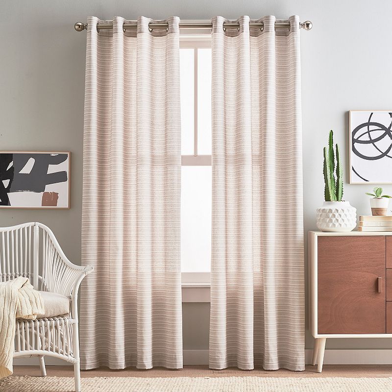 Peri Cargo Stripe Grommet 2-panel Window Curtain Set