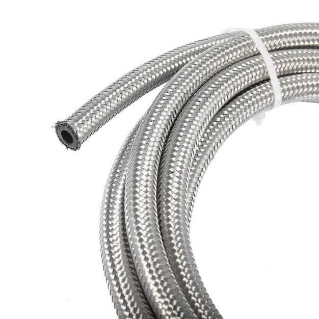 Universal Braided Stainless Steel Cpe Oil Fuel Gas Line Hose Silver Tone