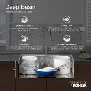 KOHLER Verse 33 in. Drop-in Double Bowl 20 Gauge Stainless Steel Kitchen Sink with 4-Holes K-RH5267-4-NA