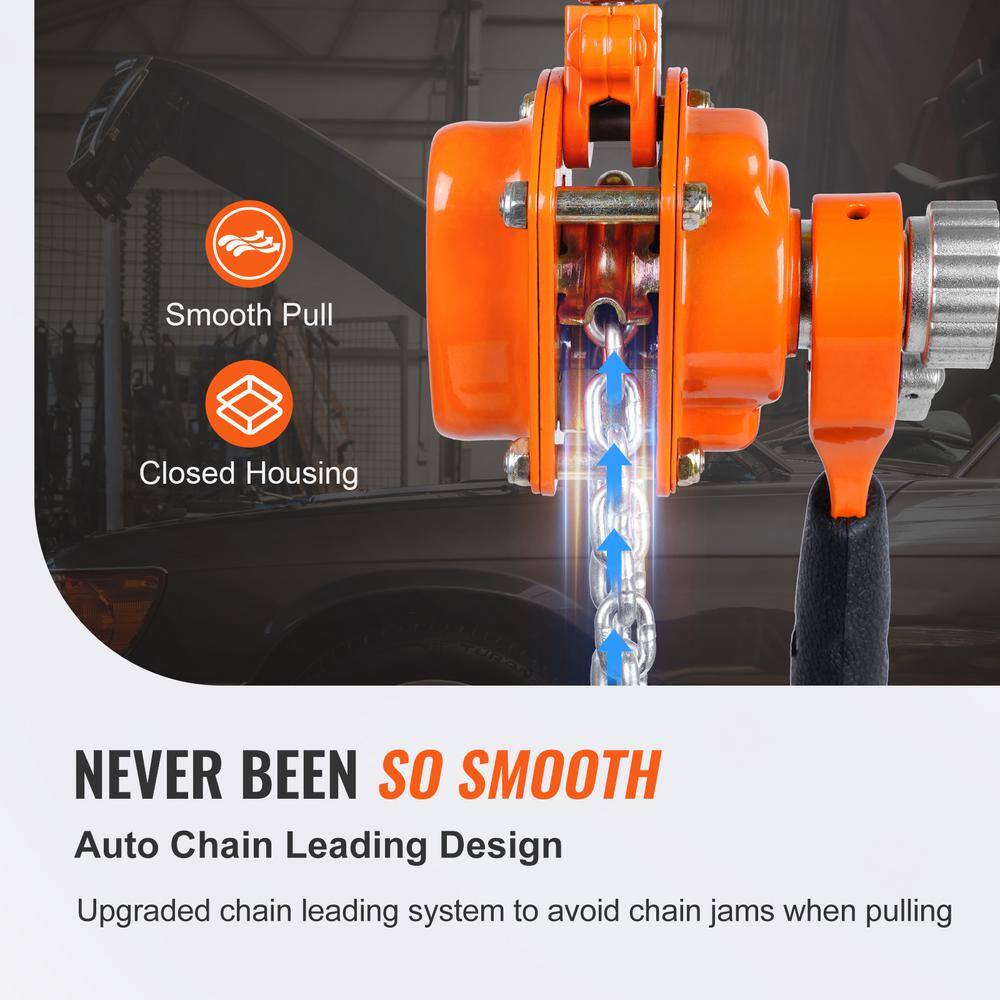 VEVOR 12 Ton Manual Lever Chain Hoist 5 ft. Long Chain Hoist with 360 Rotation Hook and Double-Pawl Brake MNSBHLH12T5FT2QE1V0