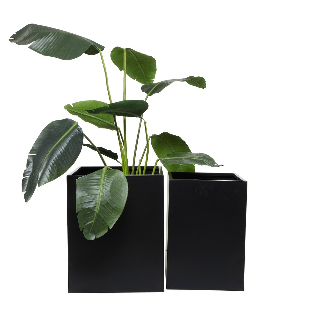 White Metal Modern Planter (Set of 2)   S/2 17\