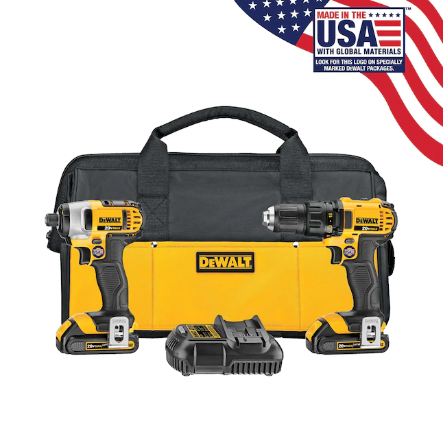 DEWALT DCK280C2 20-Volt MAX Cordless Drill/Impact Combo Kit (2-Tool) with (2) 20-Volt 1.5Ah Batteries， Charger and Bag