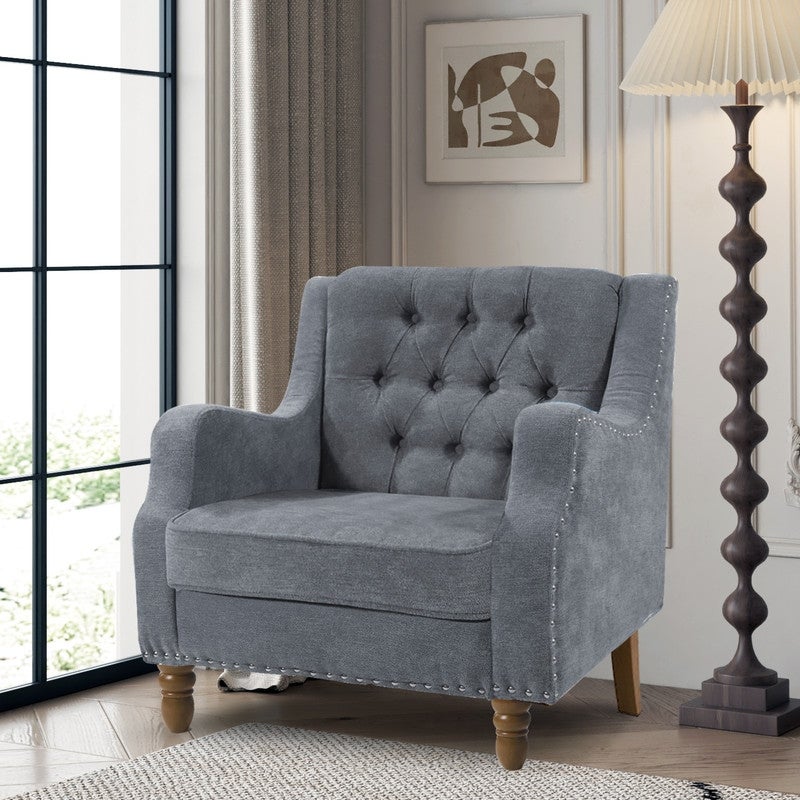 Button Tufted Upholstered Armchair Accent Chair