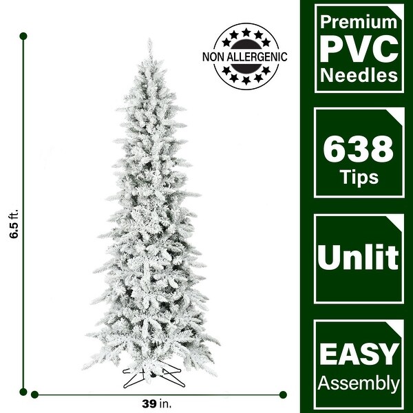 Fraser Hill Farm 6.5Ft. Slim Mountain Pine Flocked Christmas Tree