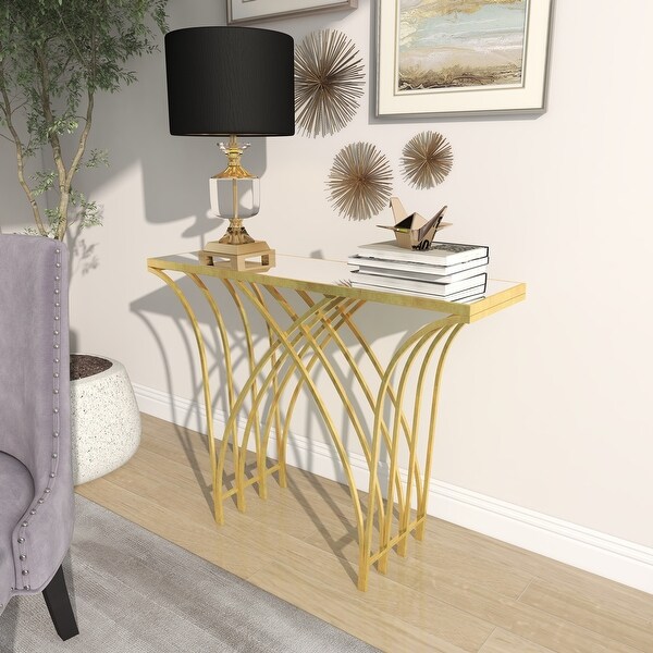 Gold Iron Modern Console Table 31 x 41 x 12 - 41 x 12 x 31