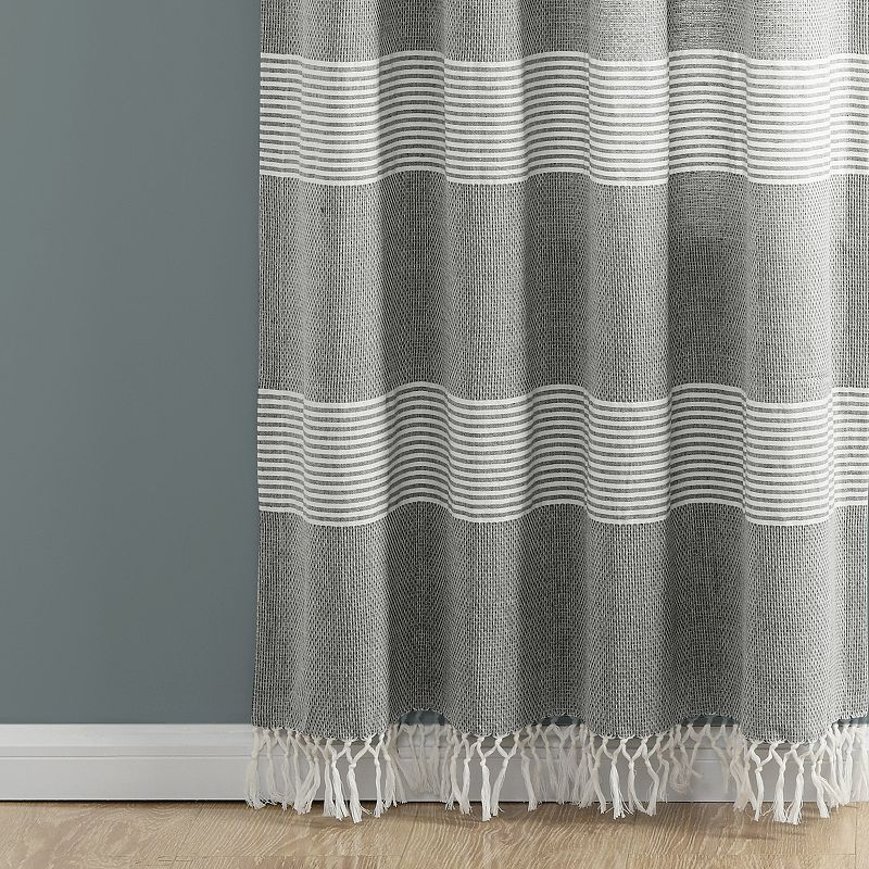 Lush Decor Tucker Stripe Yarn Dyed Cotton Knotted Tassel Window Curtains Set