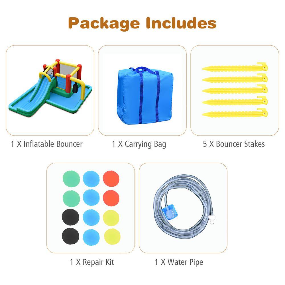 Costway Fabric Slide Water Park Climbing Bouncer Pendulum Tunnel Game without Blower OP70801