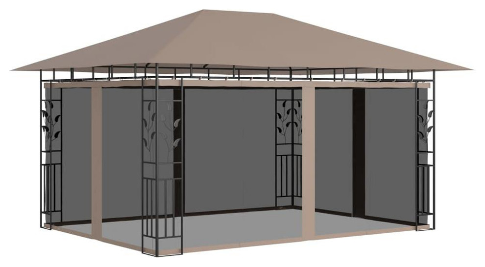 vidaXL Gazebo with Mosquito Net 13.1  x27x9.8  x27x9  x27Taupe 180 g/m²  312252   Contemporary   Gazebos   by BisonOffice  Houzz