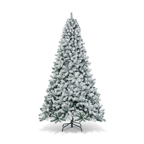 9 Feet Artificial Christmas Tree with Premium Snow Flocked Hinged