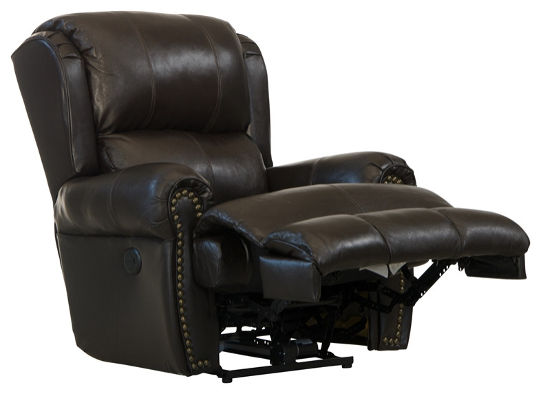 James Deluxe Power Lay Flat Recliner in Brown Top Grain Italian Leather   Transitional   Recliner Chairs   by Massiano  Houzz