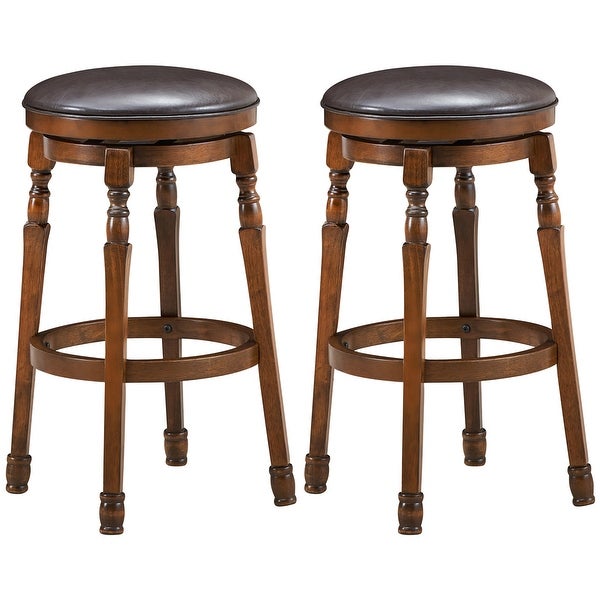 Set of 2 Backless Bar Stools Counter Height Stool with Swivel Seat