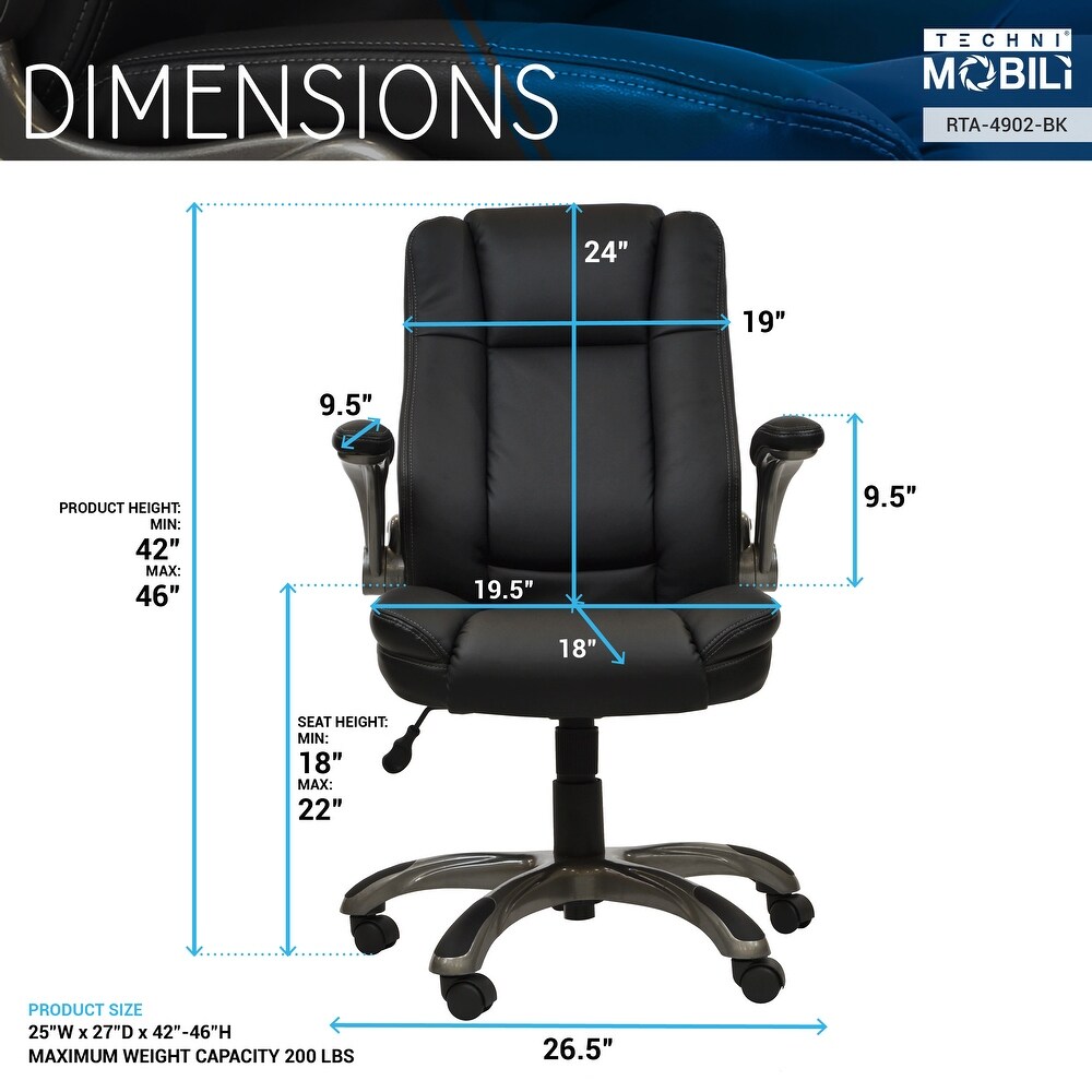 Executive Office Computer Desk Chair with Armrests  Ergonomic Chair with Adjustable Height   Tilt Angle Home Office Desk Chairs