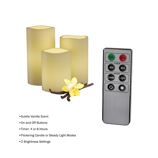 Hasting Home Set Of 3 Flameless Led Pillar Candles With Remote