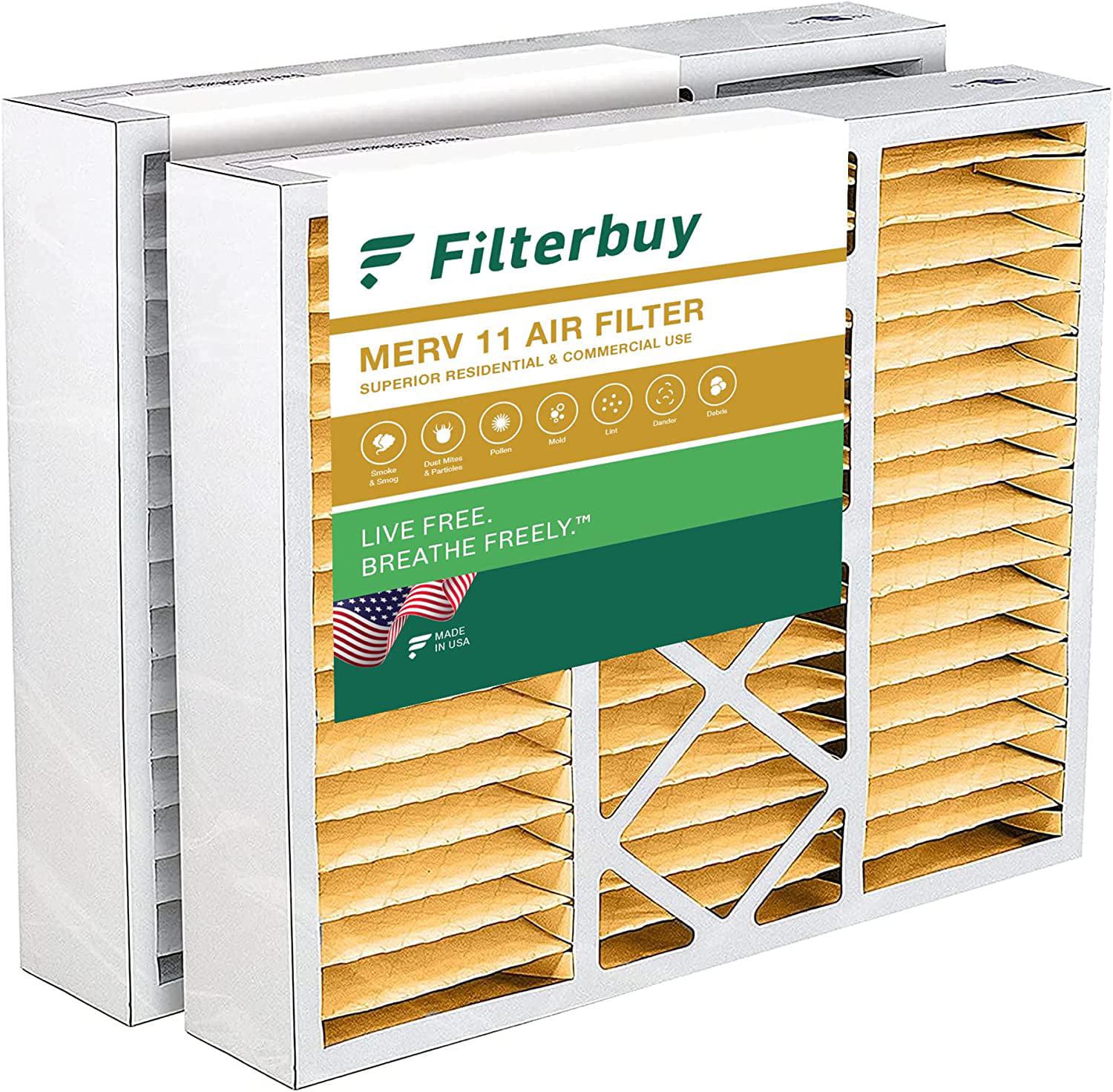 Filterbuy 20x25x5 MERV 11 Pleated HVAC AC Furnace Air Filters for Honeywell Lennox Carrier Bryant Day and Night and Payne (2Pack)  Crowdfused