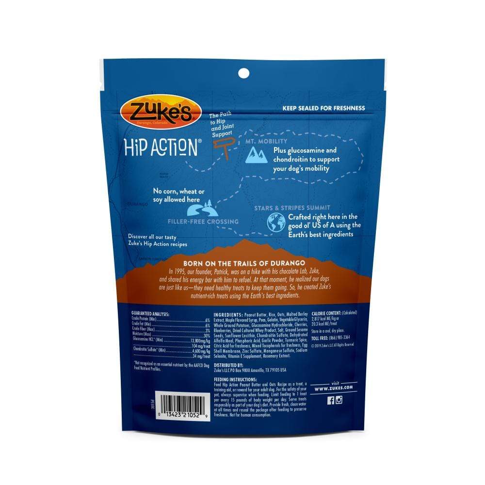 Zuke's Hip Action Peanut Butter and Oats Dog Treats with Glucosamine a