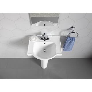 KOHLER Veer 21 in. Vitreous China Pedestal Combo Bathroom Sink in White with Overflow Drain K-5265-4-0