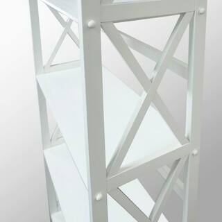 Casual Home 63 in. H White New Wood 4-Shelf Etagere Bookcase with Open Back N324-51