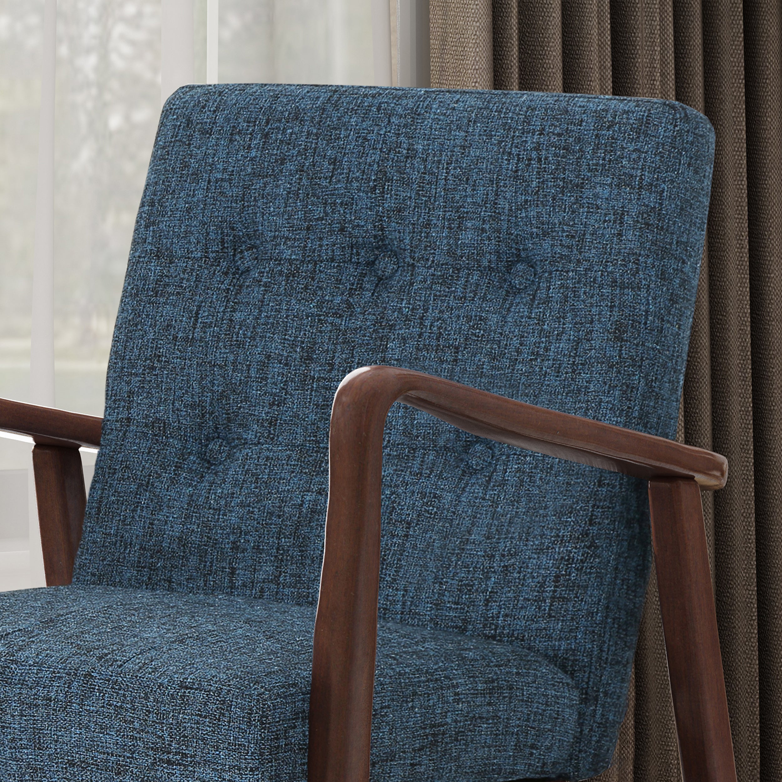 Callisto Fabric Mid-Century Birch Club Chair