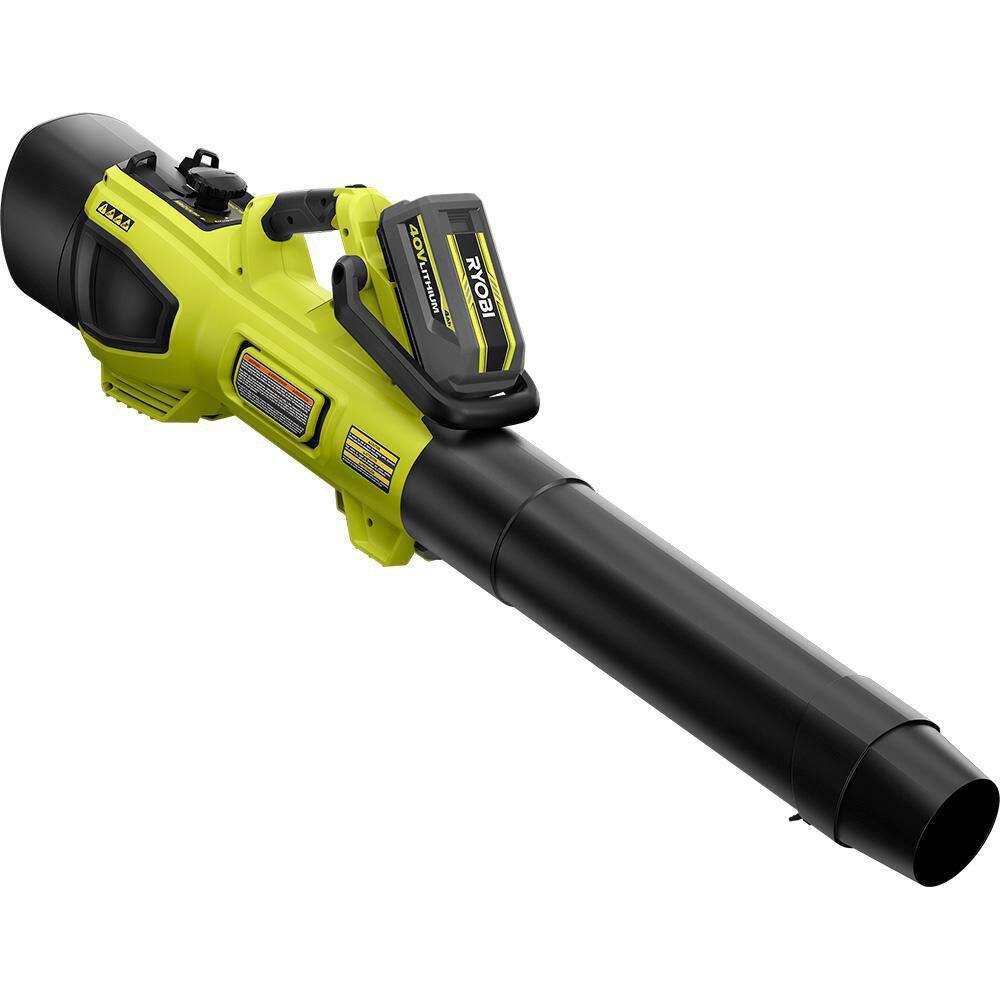 RYOBI 40V HP Brushless 100 MPH 600 CFM Cordless Leaf BlowerMulcherVacuum with (2) 4.0 Ah Batteries and Charger RY404150