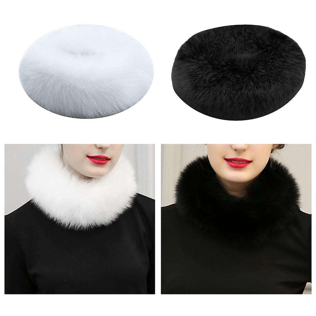 2pcs Womens Faux Fur  Collar Detachable Neck Warmer Stole Scarf Shawl