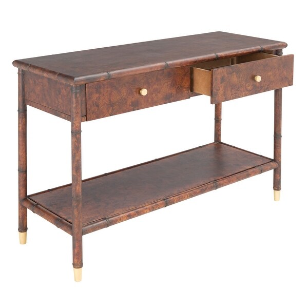 SAFAVIEH Tudor Dark Brown/ Gold 2-Drawer 1-Shelf Console Table - 42