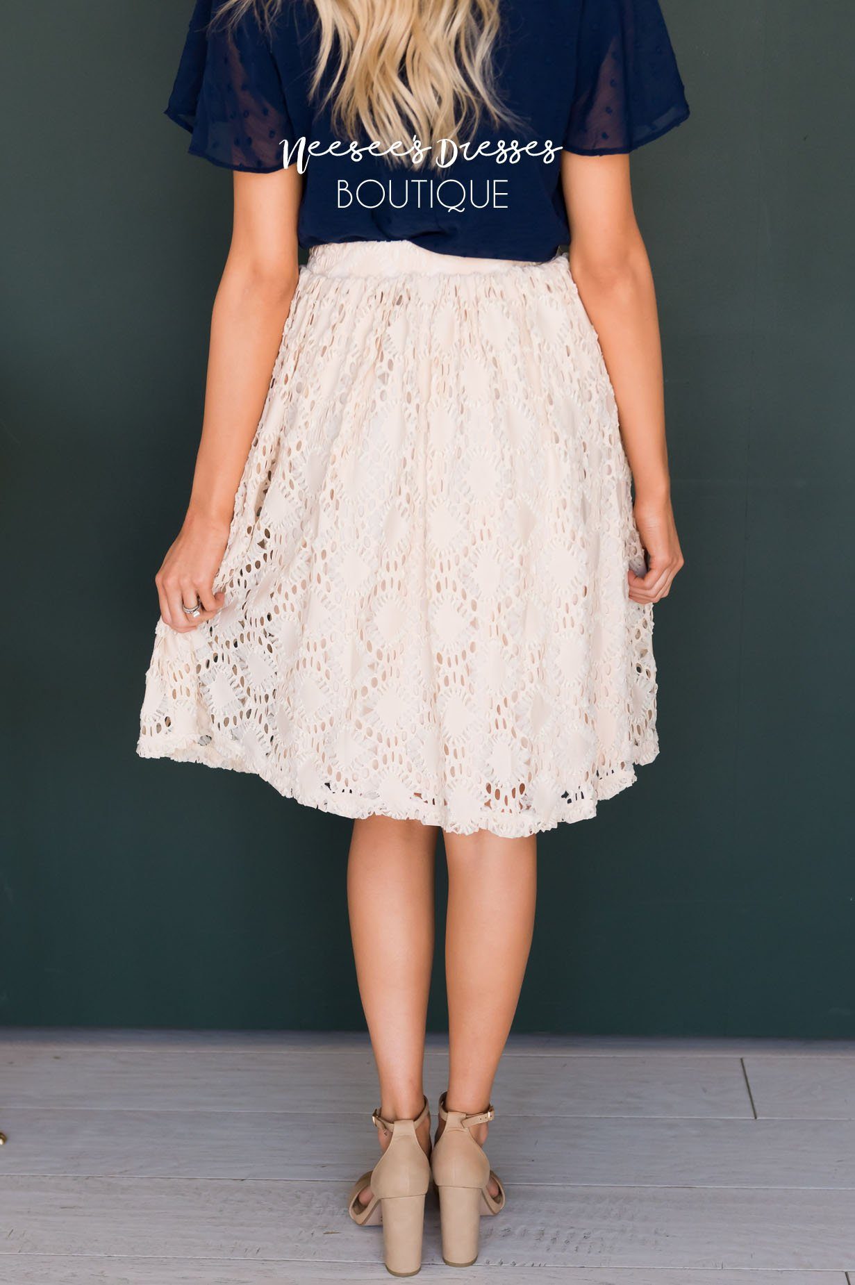 Cream Textured Aline Skirt