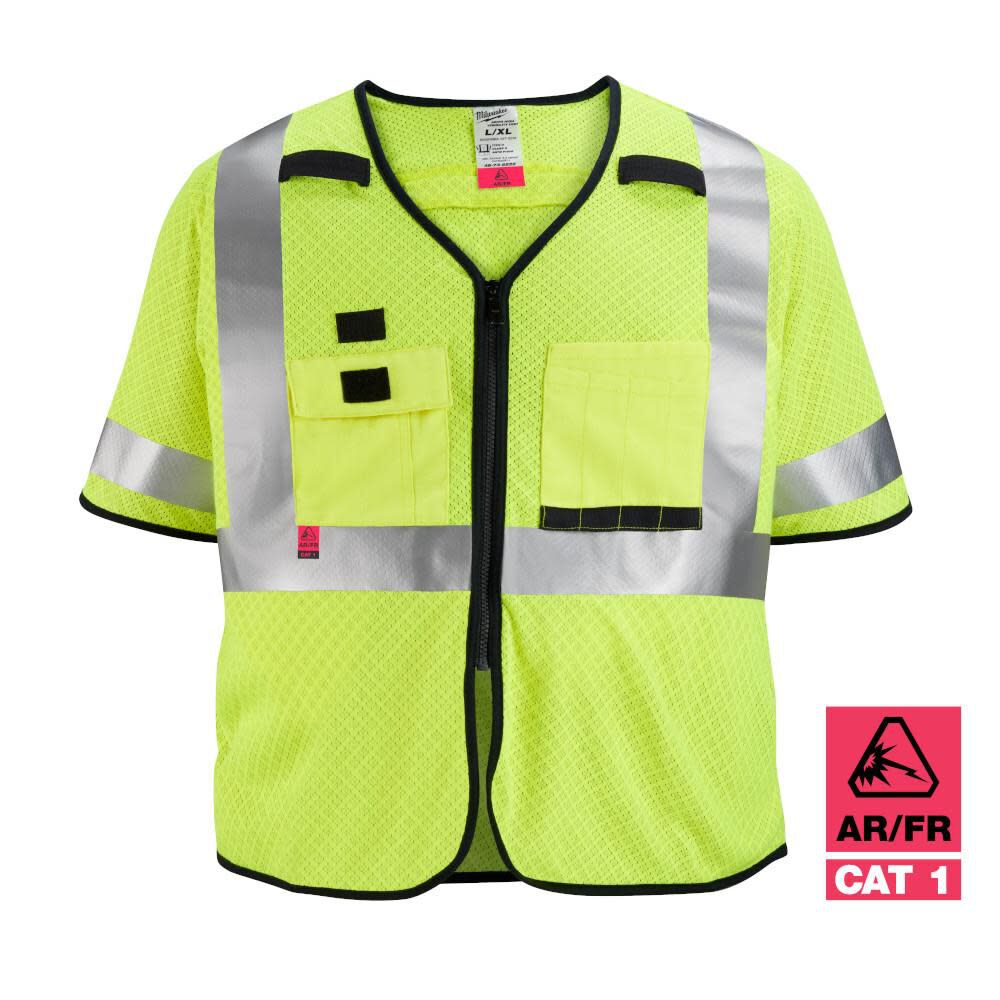 Milwaukee High Vis Safety Vest Yellow Class 3 Mesh AR/FR Cat 1 S/M 48-73-5221M910 from Milwaukee