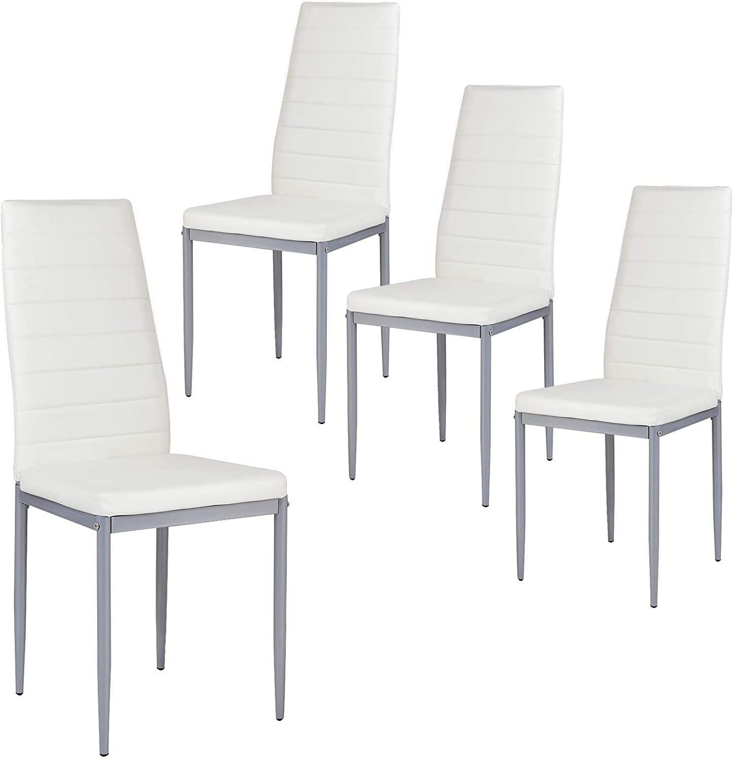 Ktaxon Set of 4 PU Leather Dining Side Chairs Elegant Design Home Furniture White