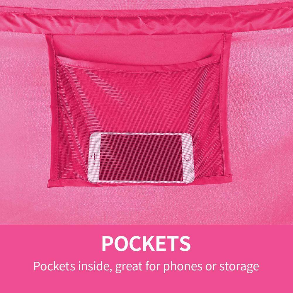 Alvantor Indoor Pop Up Portable Frame Pongee Bed Canopy Tent Full Curtains Breathable Pink Cottage (Mattress Not Included) 2006FP