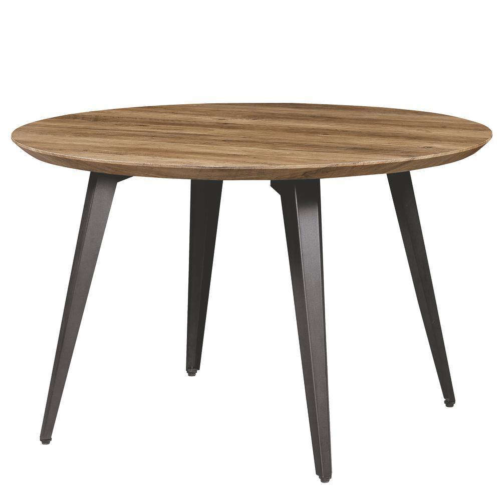 Leisuremod Ravenna 47 in. Modern Round Wood Dining Table with Metal Legs in Dark Brown RTM47BR