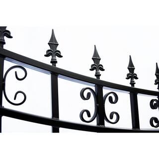 ALEKO St. Louis 14 ft. x 6 ft. Black Steel Single Swing Driveway Fence Gate DG14STPSSW-HD