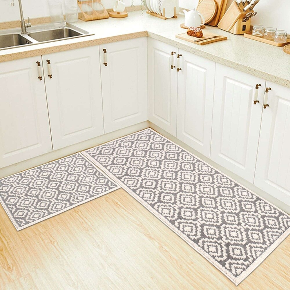 Sofihas Non Slip Kitchen Rug Sets and Mats 2 Piece Washable Rug Set with TPE Backing