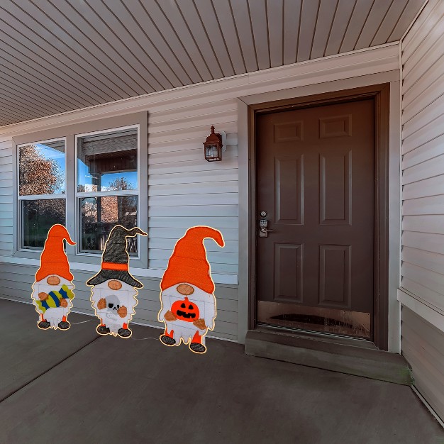 Halloween Gnome Trio With Led Light Strips