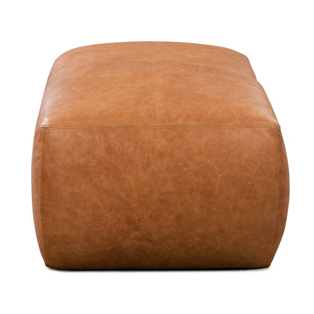 Maine Leather Ottoman Cognac Tan Poly amp Bark