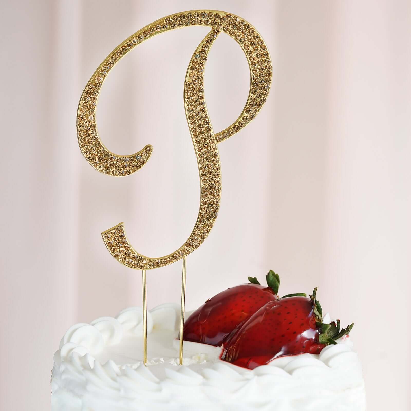 Gold Rhinestone Monogram Letter and Number Cake Toppers 4.5