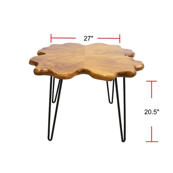 Greenage Live Edge Wood Coffee Table 4 Panels Table with Hairpin Legs