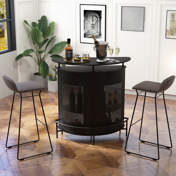 Costway 74638295 4 Tier Liquor Bar Table with 3 Gl...