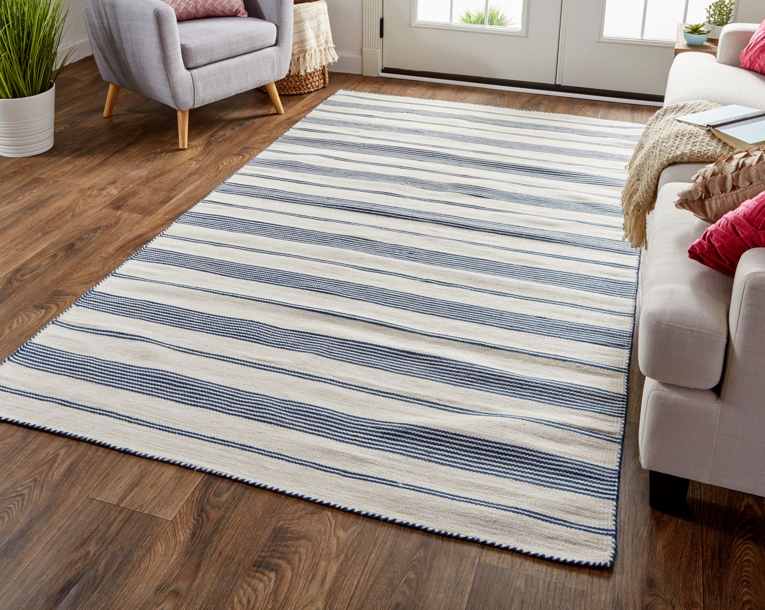 Granberg Hand Woven Blue and Ivory Rug by BD Fine