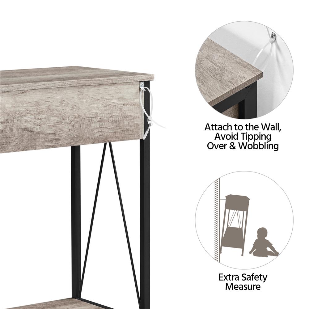 SmileMart 2Tier MetalFrame Console Table with Drawer Grey  Crowdfused