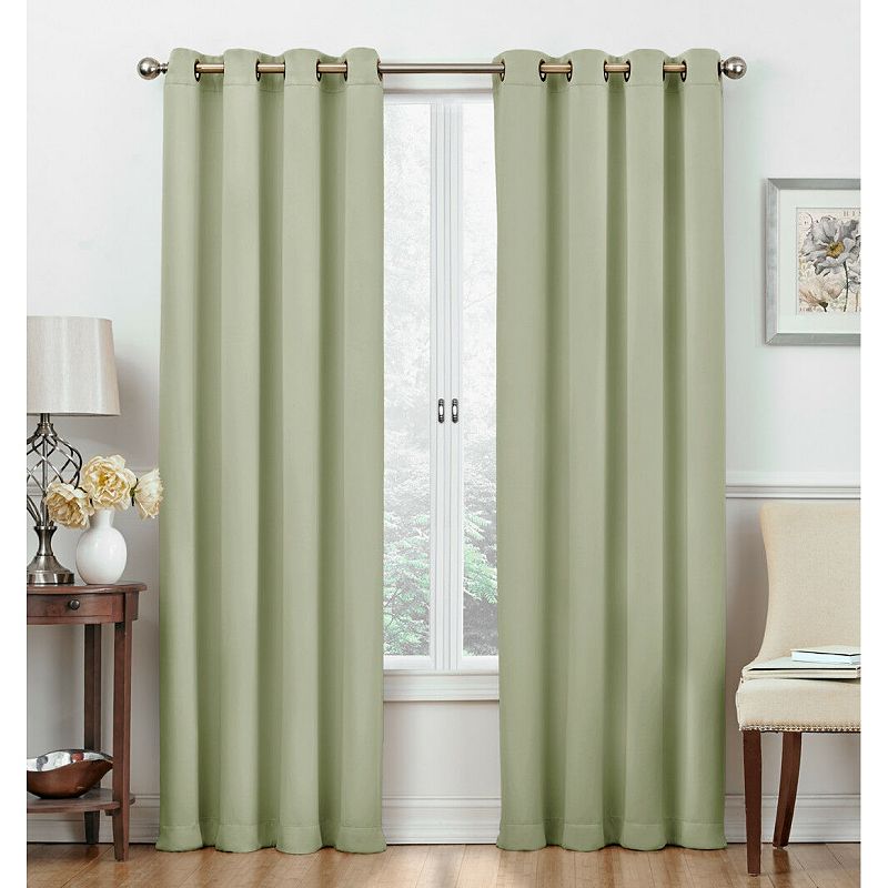 Kate Aurora Basic Jacquard 2 Piece Blackout Grommet Top Hotel Window Curtains