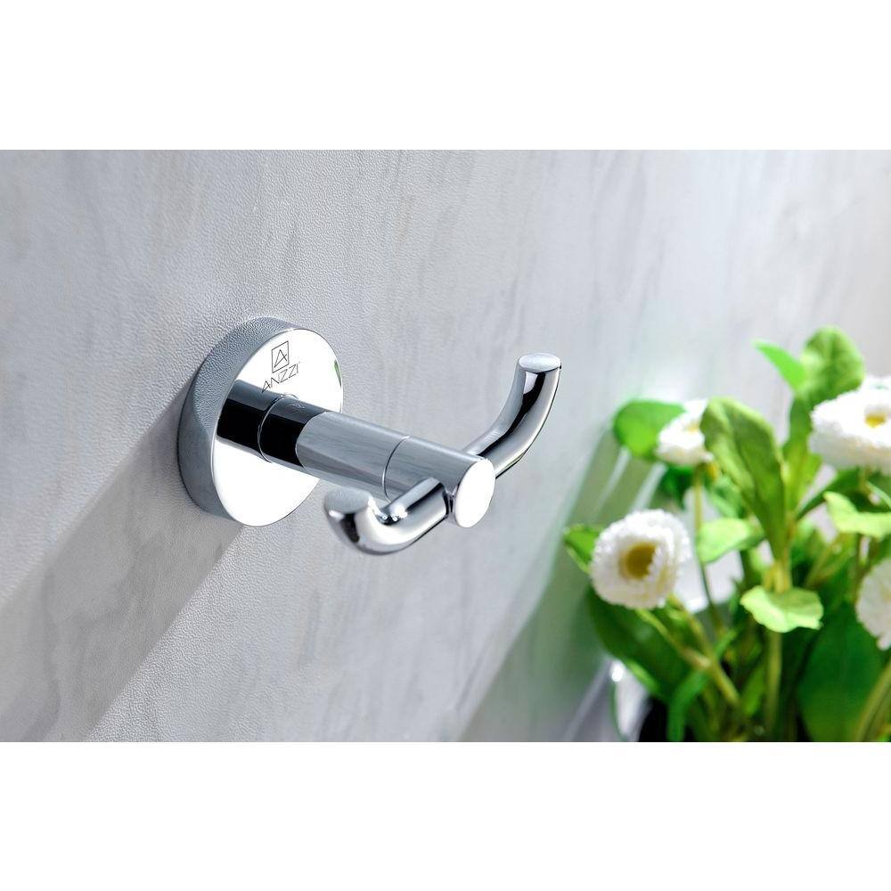 ANZZI Caster Series Double Robe Hook in Polished Chrome AC-AZ004