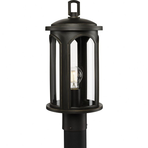 Progress Lighting Gables 1 light Outdoor Post Lantern Antique Bronze Clear Glass Shade